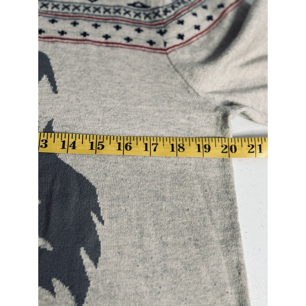 On The Byas Mens Small Gray Navy Red Fair Isle Holiday Graphic Wolf Knit Sweater - Picture 12 of 14